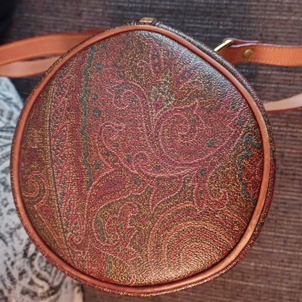 👜ETRO BROWN PAISLEY PRINT COATED CANVAS BOSTON BAG - Picture 9 of 16
